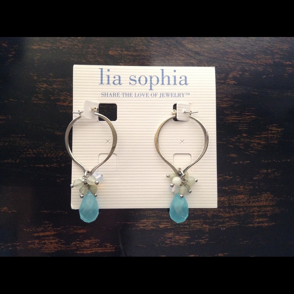 Lia Sophia Amazonite hoop earrings - Picture 3 of 3
